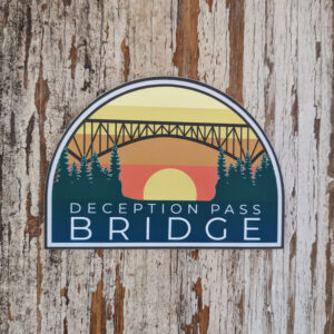 Deception Pass bridge at sunset sticker