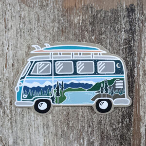 Van sticker with forest scene on the side